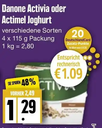 Edeka Frischemarkt Danone Activia oder Actimel Joghurt 4x115 g Packung Angebot