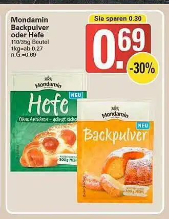 WEZ Mondamin backpulver oder hefe Angebot