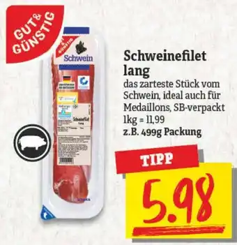 NP Discount Gut & Günstig Schweinefilet lang 499 g Packung Angebot