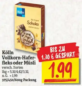 NP Discount Kölln Vollkorn Haferfleks oder Müsli 375/450/600g Packung Angebot