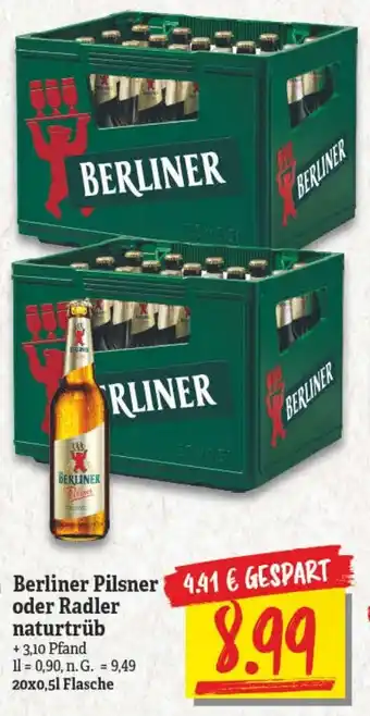 NP Discount Berliner Pilsner oder Radler Naturtrüb 20x0,5L Flasche Angebot