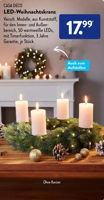 Aldi Süd Casa Deco LED Weihnachtskranz Angebot