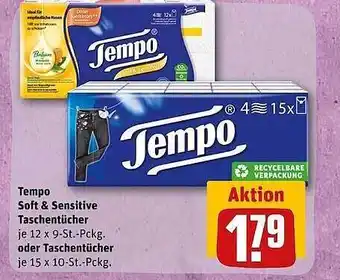 REWE Tempo soft & sensitive taschentücher oder taschentücher Angebot