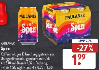 Aldi Süd Paulaner Spezi 4x330 ml Dose Angebot