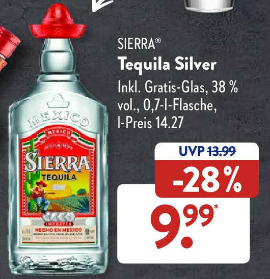 Sierra Tequila Silver 0,7 L Flasche Angebot bei Aldi Süd