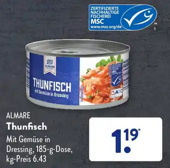 Aldi Süd Almare Thunfisch 185 g Dose Angebot