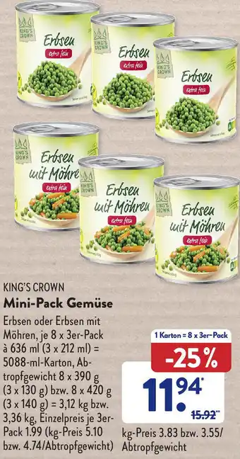 Aldi Süd King's Crown Mini Pack Gemüse Angebot