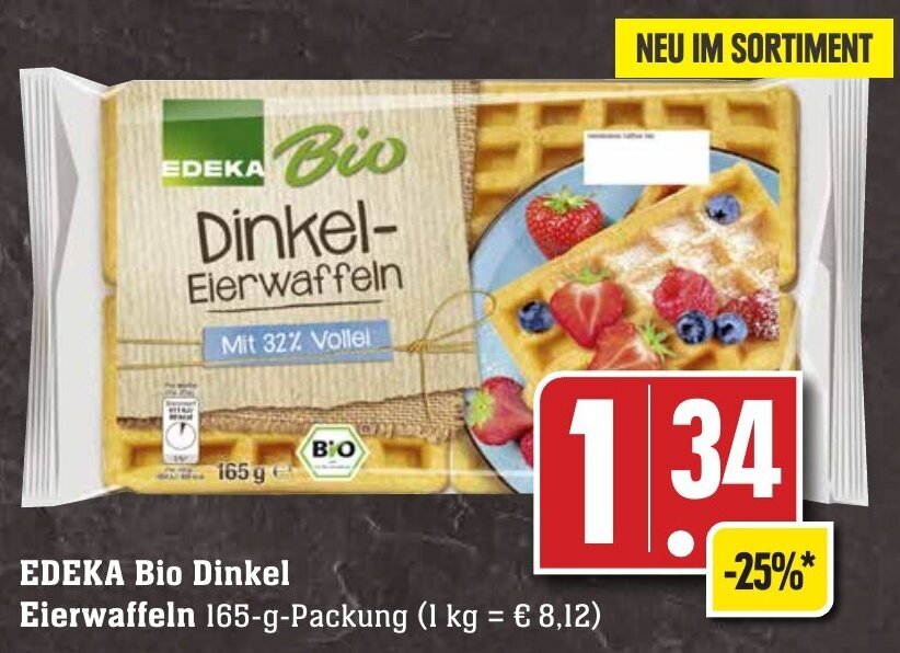 Edeka Bio Dinkel Eierwaffeln 165 g Packung Angebot bei Edeka Neukauf