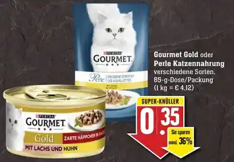 Edeka Neukauf Gourmet Gold oder Perle Katzennahrung 85 g Dose/Packung Angebot