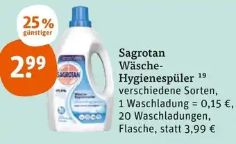 tegut Sagrotan Wäsche Hygienespüler 20 Waschladungen, Flasche Angebot