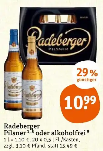 tegut Radeberger Pilsner oder alkoholfrei 20x0,5 L Angebot