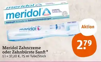 tegut Meridol Zahncreme oder Zahnbürste Sanft 75 ml Angebot