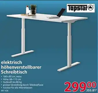 Selgros Topstar elektrisch höhenverstellbarer schreibtisch Angebot