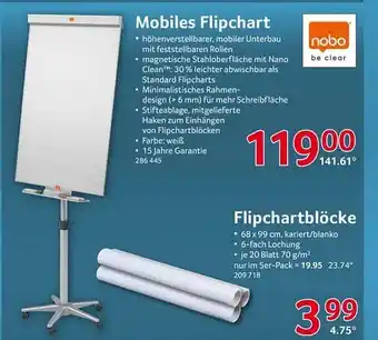 Selgros Nobo mobiles flipchart oder flipchartblöcke Angebot