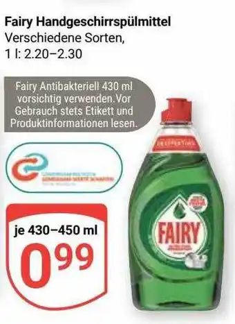 Globus Fairy handgeschirrspülmittel Angebot