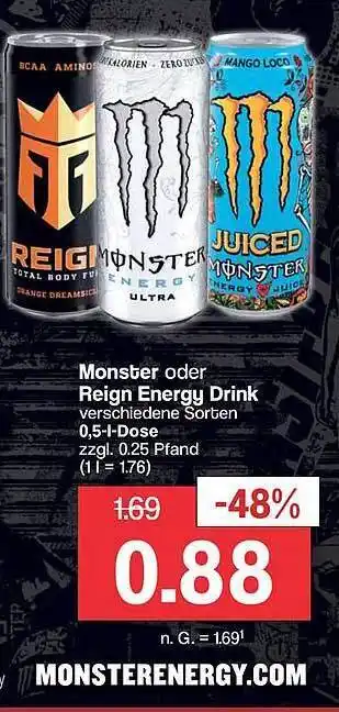 Famila Nord West Monster oder reign energy drink Angebot