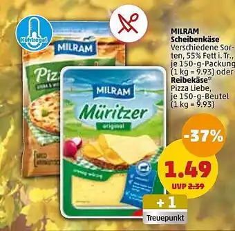 PENNY Milram scheibenkäse oder reibekäse Angebot