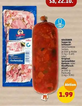 PENNY Golßener suppe im schlauch oder original spreewälder gurken- oder rindfleischsülze Angebot