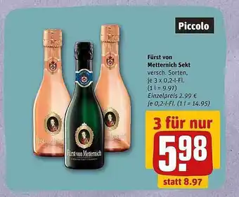 REWE Fürst von metternich sekt piccolo Angebot