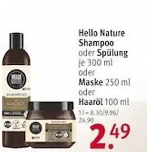 Rossmann Hello nature shampoo oder spülung oder maske oder haaröl Angebot