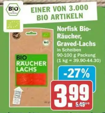 Hit Norfisk Bio Räucher Graved Lachs 90-100 g Packung Angebot