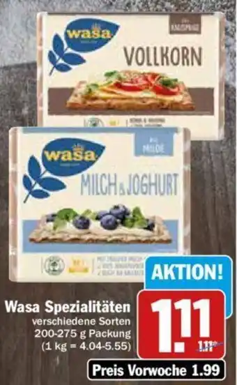 Hit Wasa Spezialitäten 225-275 g Packung Angebot