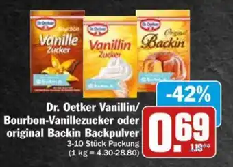 Hit Dr. Oetker Vanillin/Bourbon Vanillezucker oder Original Backin Backpulver 3-10 Stück Packung Angebot