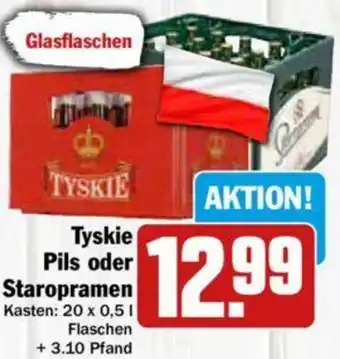 Hit Tyskie Pils oder Staropramen 20x0,5 L Flaschen Angebot