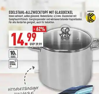 Marktkauf Edelstahl-allzwecktopf mit glasdeckel krüger Angebot