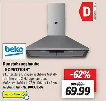 Lidl Beko dunstabzugshaube hcp61310ih Angebot