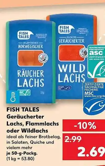 Kaufland Fish tales geräucherter lachs, flammlachs oder wildlachs Angebot