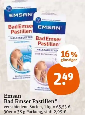 tegut Emsan Bad Emser Pastillen 38 g Packung Angebot