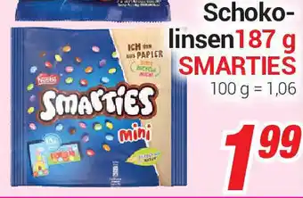 CENTERSHOP Schokolinsen 187g Smarties Angebot