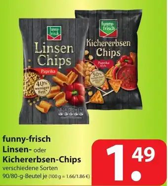 Famila Nord Ost Funny Frisch Linsen/Kichererbsenchips 90/80g Beutel Angebot