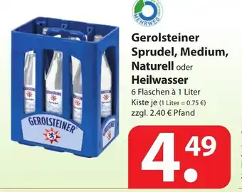 Famila Nord Ost Gerolsteiner Sprudel, Medium, Naturell oder Heilwasser 6x1L Angebot