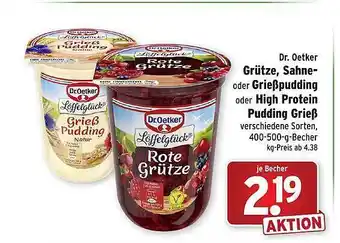 Wasgau Dr oetker grütze, sahne- oder grießpudding oder high protein pudding grieß Angebot