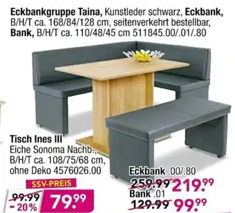 Möbel Boss Eckbankgruppe Taina, Eckbank oder Bank Angebot