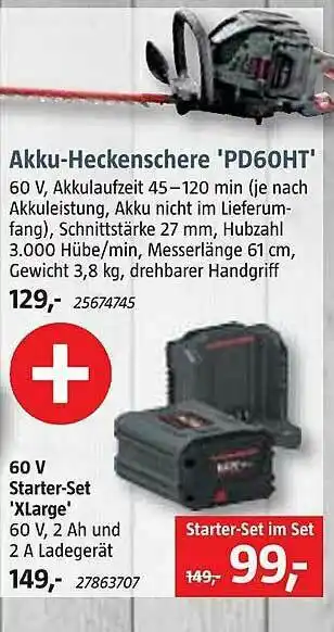 Bauhaus Akku-heckenschere 'PD60HT' Angebot