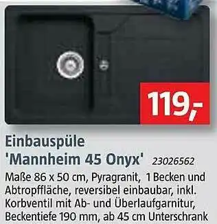 Bauhaus Einbauspüle 'Mannheim 45 Onyx' Angebot