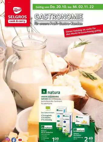 Selgros Natura bio h-vollmilch oder butter Angebot