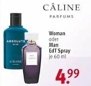 Rossmann Caline parfums woman oder man edt spray Angebot