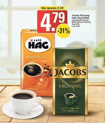 WEZ Jacobs krönung oder hag kaffee Angebot