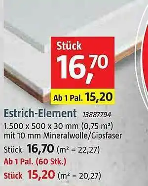 Bauhaus Estrich Element Angebot