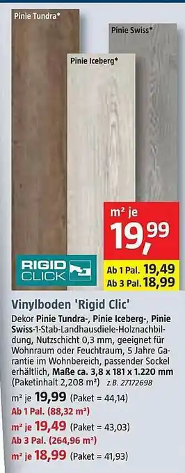 Bauhaus Rigid Click Vinylboden 'Rigid Clic' Angebot