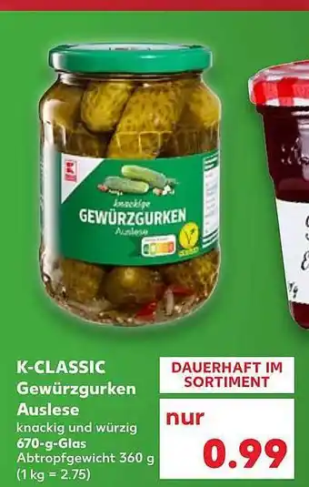 Kaufland K-classic gewürzgurken auslese Angebot