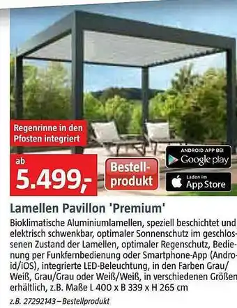 Bauhaus Lamellen Pavillon 'Premium' Angebot