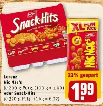 REWE City Lorenz Nic Nac's 200g oder Snack Hits 320g Angebot