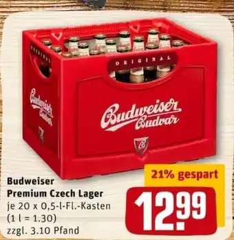 REWE City Budweiser Premium Czech Lager 20x0,5L Angebot