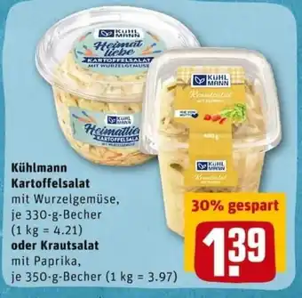 REWE City Kühlmann Kartoffelsalat 330g oder Krautsalat 350g Angebot