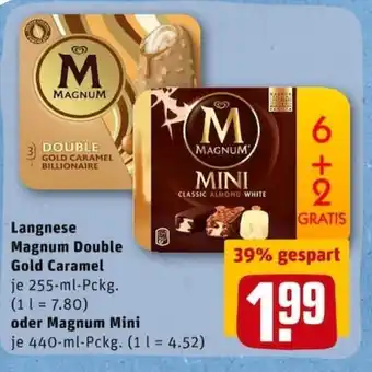 REWE City Langnese Magnum Double Gold Caramel 255ml oder Magnum Mini 440ml Angebot